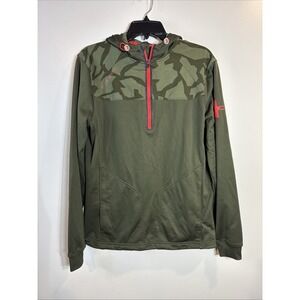 UA Combin Camo Quarter Zip Green Loose Fit performance Hoodie Sz Small excellent